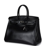 Pre-owned Hermes Birkin 35 Black Box Palladium Hardware