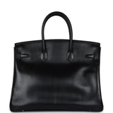 Pre-owned Hermes Birkin 35 Black Box Palladium Hardware