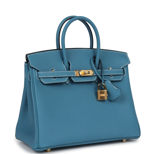 Hermes Birkin 25 Blue Jean Togo Gold Hardware