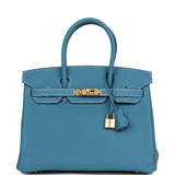 Hermes Birkin 30 Blue Jean Togo Gold Hardware