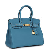 Hermes Birkin 30 Blue Jean Togo Gold Hardware