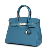 Hermes Birkin 30 Blue Jean Togo Gold Hardware