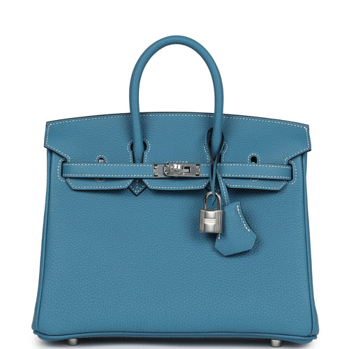 Hermes Birkin 25 Blue Jean Togo Palladium Hardware