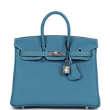 Hermes Birkin 25 Blue Jean Togo Palladium Hardware