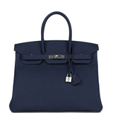 Hermes Birkin 35 Bleu Navy Togo Palladium Hardware