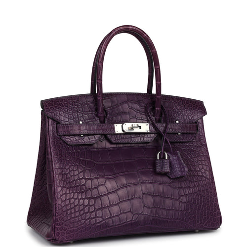 Hermes Birkin 30 Amethyst Matte Alligator Palladium Hardware