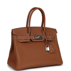 Pre-owned Hermes Birkin 30 Gold Togo Palladium Hardware