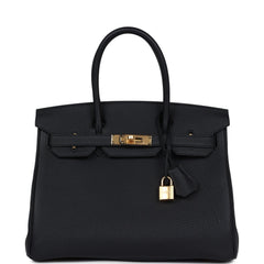 Hermes Birkin 30 Black Togo Gold Hardware