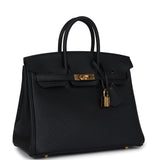 Pre-owned Hermes Birkin 25 Black Togo Gold Hardware