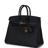 Pre-owned Hermes Birkin 25 Black Togo Gold Hardware