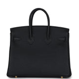 Pre-owned Hermes Birkin 25 Black Togo Gold Hardware