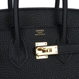 Pre-owned Hermes Birkin 25 Black Togo Gold Hardware