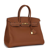 Pre-owned Hermes Birkin 35 Gold Togo Gold Hardware