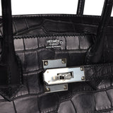 Hermes Birkin 30 Black Matte Alligator Palladium Hardware