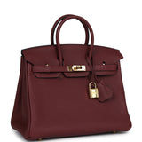 Pre-owned Hermes Birkin 25 Rouge H Togo Gold Hardware