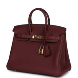 Pre-owned Hermes Birkin 25 Rouge H Togo Gold Hardware