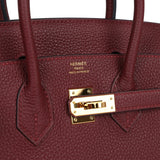 Pre-owned Hermes Birkin 25 Rouge H Togo Gold Hardware