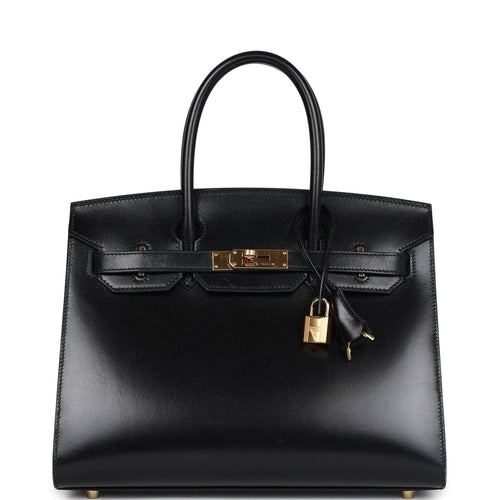 Pre-owned Hermes Birkin Sellier 30 Black Box Gold Hardware