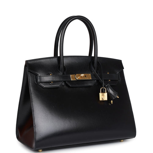 Pre-owned Hermes Birkin Sellier 30 Black Box Gold Hardware
