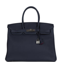 Hermes Birkin 35 Bleu Nuit Verso Togo Palladium Hardware