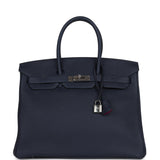 Hermes Birkin 35 Bleu Nuit Verso Togo Palladium Hardware