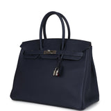 Hermes Birkin 35 Bleu Nuit Verso Togo Palladium Hardware