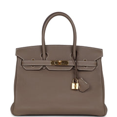 Pre-owned Hermes Birkin 30 Etoupe Togo Gold Hardware