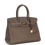 Pre-owned Hermes Birkin 30 Etoupe Togo Gold Hardware