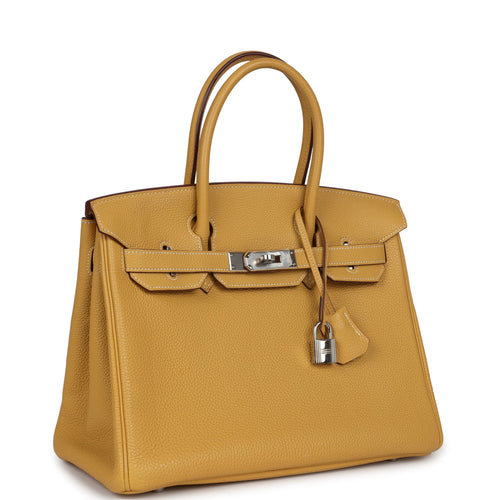 Pre-owned Hermes Birkin 30 Curry Togo Palladium Hardware