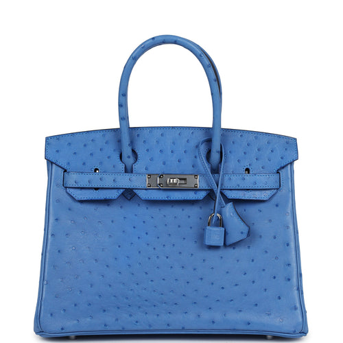 Pre-owned Hermes Birkin 30 Bleuet Ostrich Palladium Hardware Payment 2
