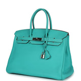 Pre-owned Hermes Birkin 35 Lagoon Togo Palladium Hardware