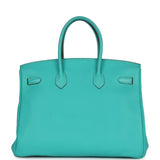 Pre-owned Hermes Birkin 35 Lagoon Togo Palladium Hardware