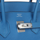 Pre-owned Hermes Birkin 35 Mykonos Clemence Palladium Hardware