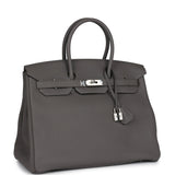 Pre-owned Hermes Birkin 35 Etain Togo Palladium Hardware