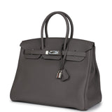 Pre-owned Hermes Birkin 35 Etain Togo Palladium Hardware