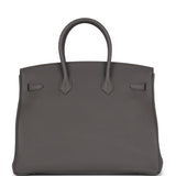 Pre-owned Hermes Birkin 35 Etain Togo Palladium Hardware