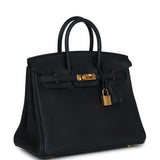 Pre-owned Hermes Birkin 25 Black Togo Gold Hardware