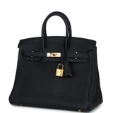 Pre-owned Hermes Birkin 25 Black Togo Gold Hardware