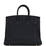 Pre-owned Hermes Birkin 25 Black Togo Gold Hardware