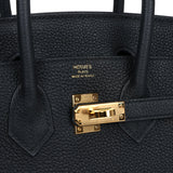 Pre-owned Hermes Birkin 25 Black Togo Gold Hardware