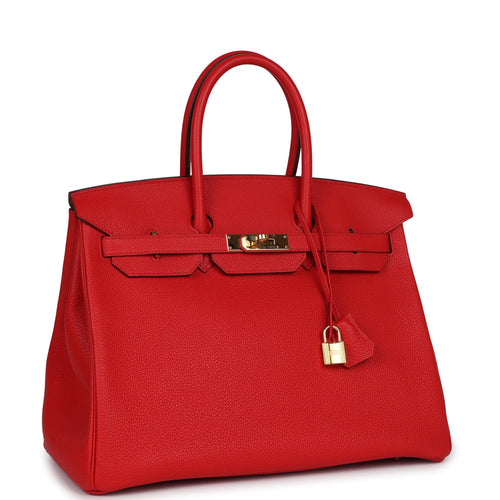 Pre-owned Hermes Birkin 35 Rouge Tomate Togo Gold Hardware