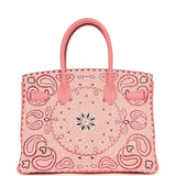 Custom "Paisley Bandana" Swarovski Crystal Hermes Birkin 30 Rose Azalee Clemence Palladium Hardware - Thumbnail View 4