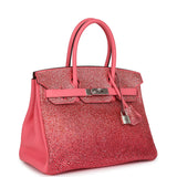 Custom Ombre Swarovski Crystal Hermes Birkin 30 Rose Azalee Clemence Palladium Hardware