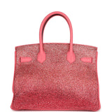 Custom Ombre Swarovski Crystal Hermes Birkin 30 Rose Azalee Clemence Palladium Hardware