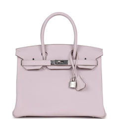 Hermes Birkin 30 Mauve Pale Clemence Palladium Hardware