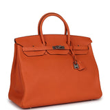 Pre-owned Hermes Birkin 40 Orange Togo Palladium Hardware