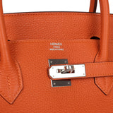 Pre-owned Hermes Birkin 40 Orange Togo Palladium Hardware