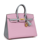 Hermes Special Order (HSS) Birkin 25 Mauve Sylvestre and Bleu Glacier Epsom Brushed Gold Hardware