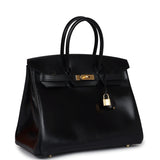 Hermes Birkin 35 Black Box Gold Hardware