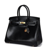 Hermes Birkin 35 Black Box Gold Hardware